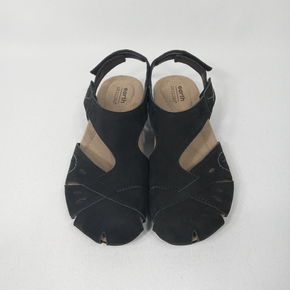 EARTH ORIGINS Black Soft Leather Sandals Womens Size 6.5 W - Picture 5 of 12